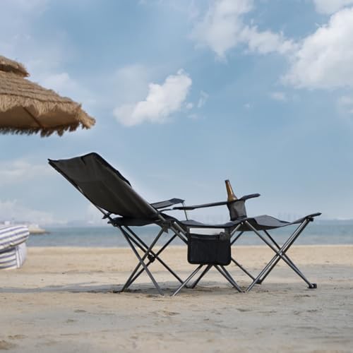 6 Legged Reclining Camping Chair with Foot Rest and Carry Bag Grey G5649