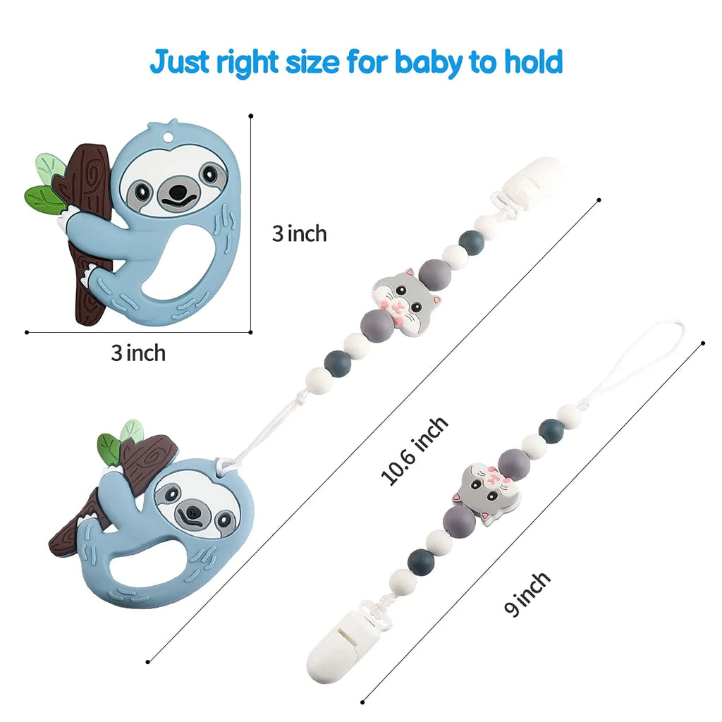 Silicone Baby Teething Toys with Pacifier Clip Holder Set K181