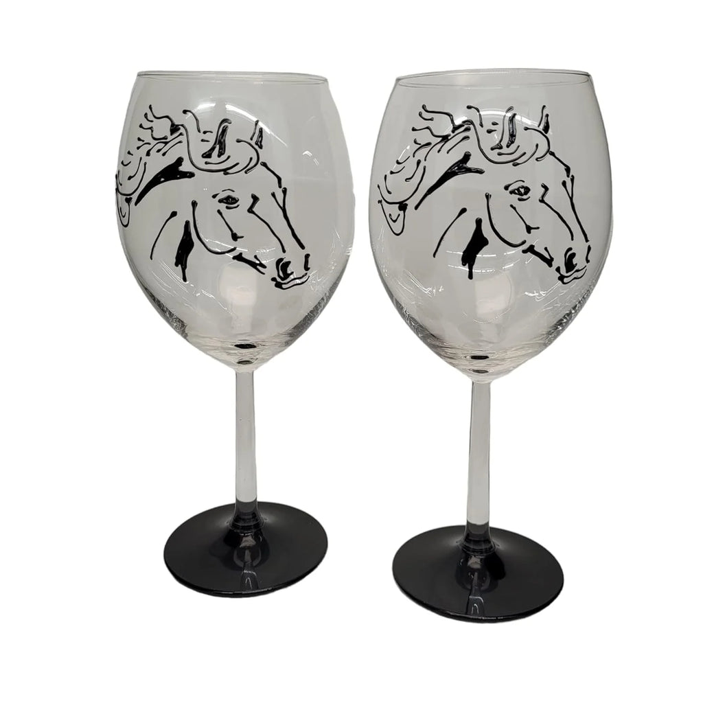 Hand Painted Wine Glasses Set Of 2 Q671