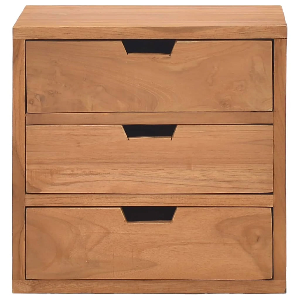 Teak Wood 3 Drawer Bedside Cabinet S58677