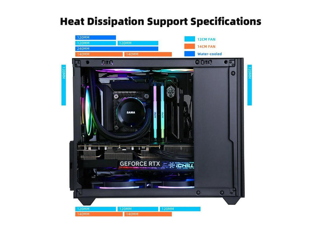Black Micro ATX Mid Tower Computer Case with 120mm Fan U86384