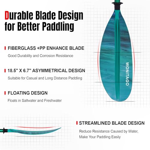 Aluminum Shaft PP Blade Floating Kayak Paddle U40878