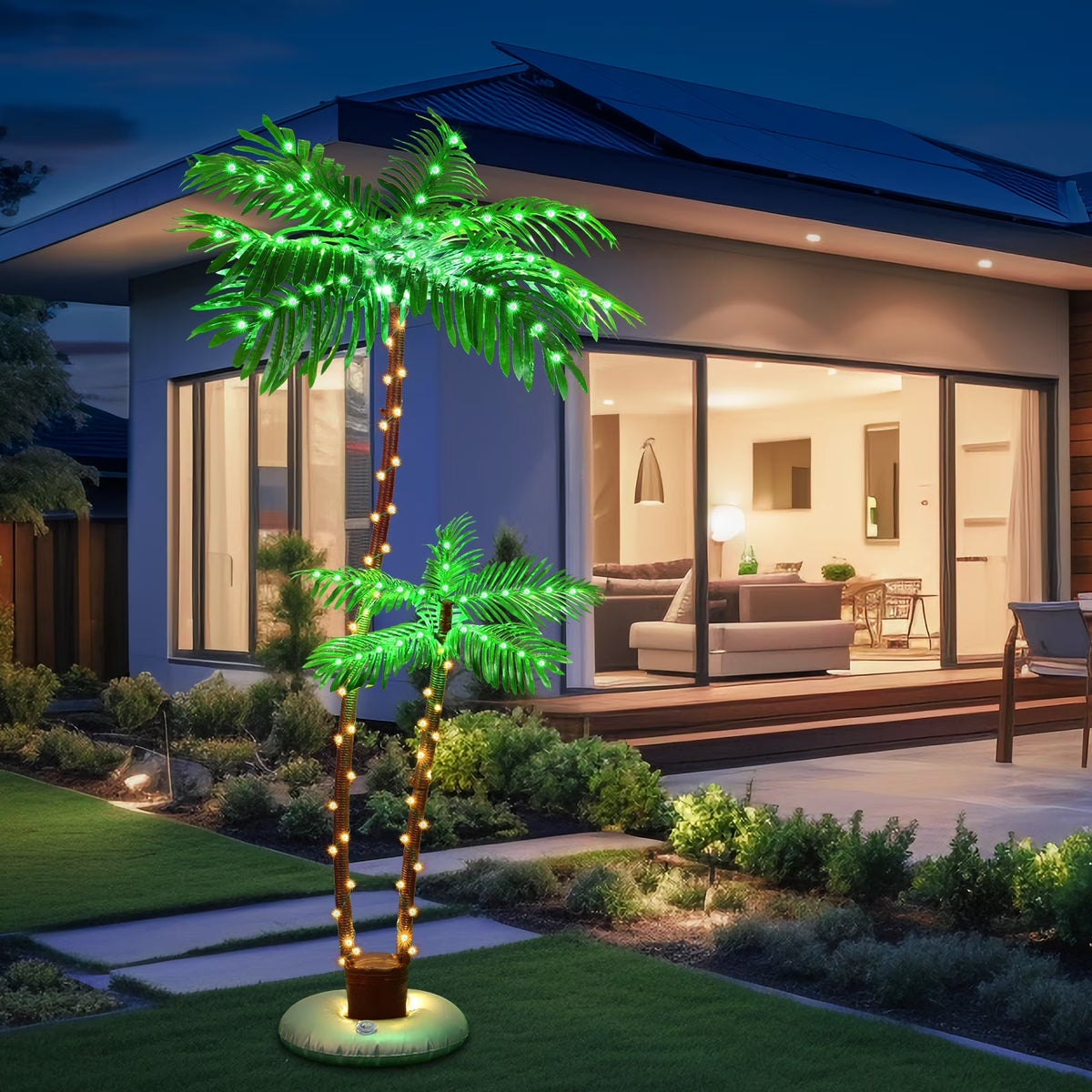 Solar Artificial Palm Tree 6Ft Lighted with 8 Modes R1005