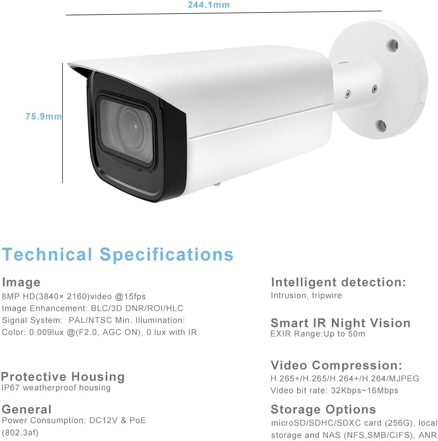8MP Starlight POE IP Bullet Camera with 5X Vari-Focal Zoom X60288