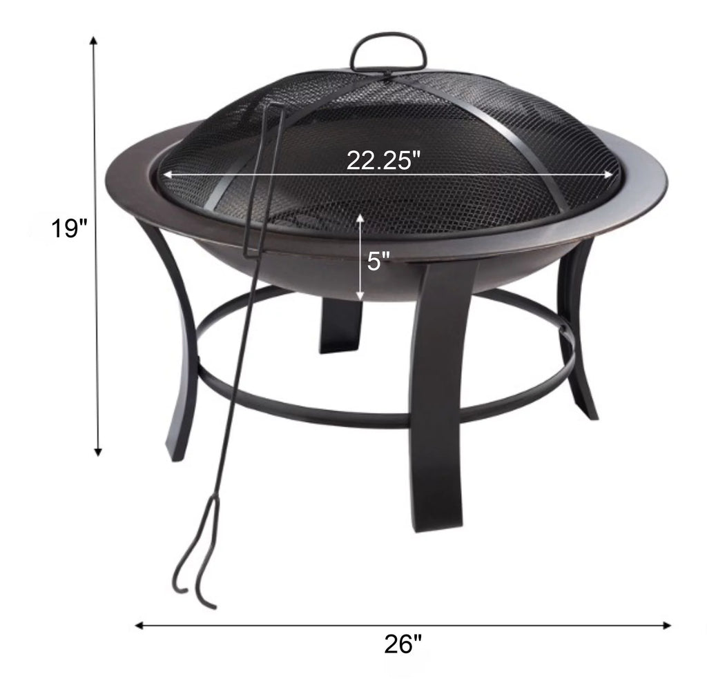 26 Metal Round Wood-Burning Fire Pit M7084