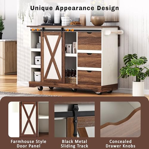 55.5" Black Mobile Kitchen Island with Drop Leaf Q68106