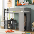 Wood Loft Bed Frame with Storage Drawers and Ladder Q658832