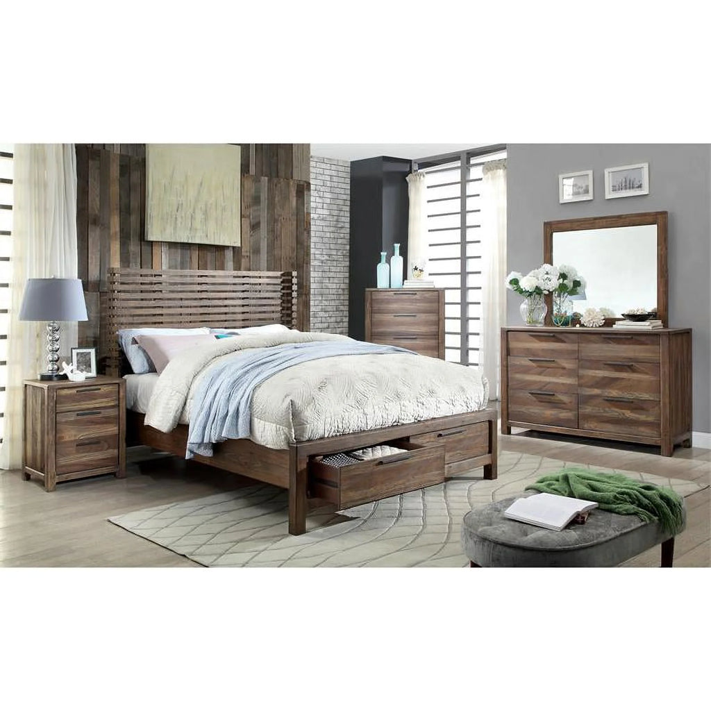 Solid Wood 6-Drawer Dresser in Rustic Natural Tone U1600