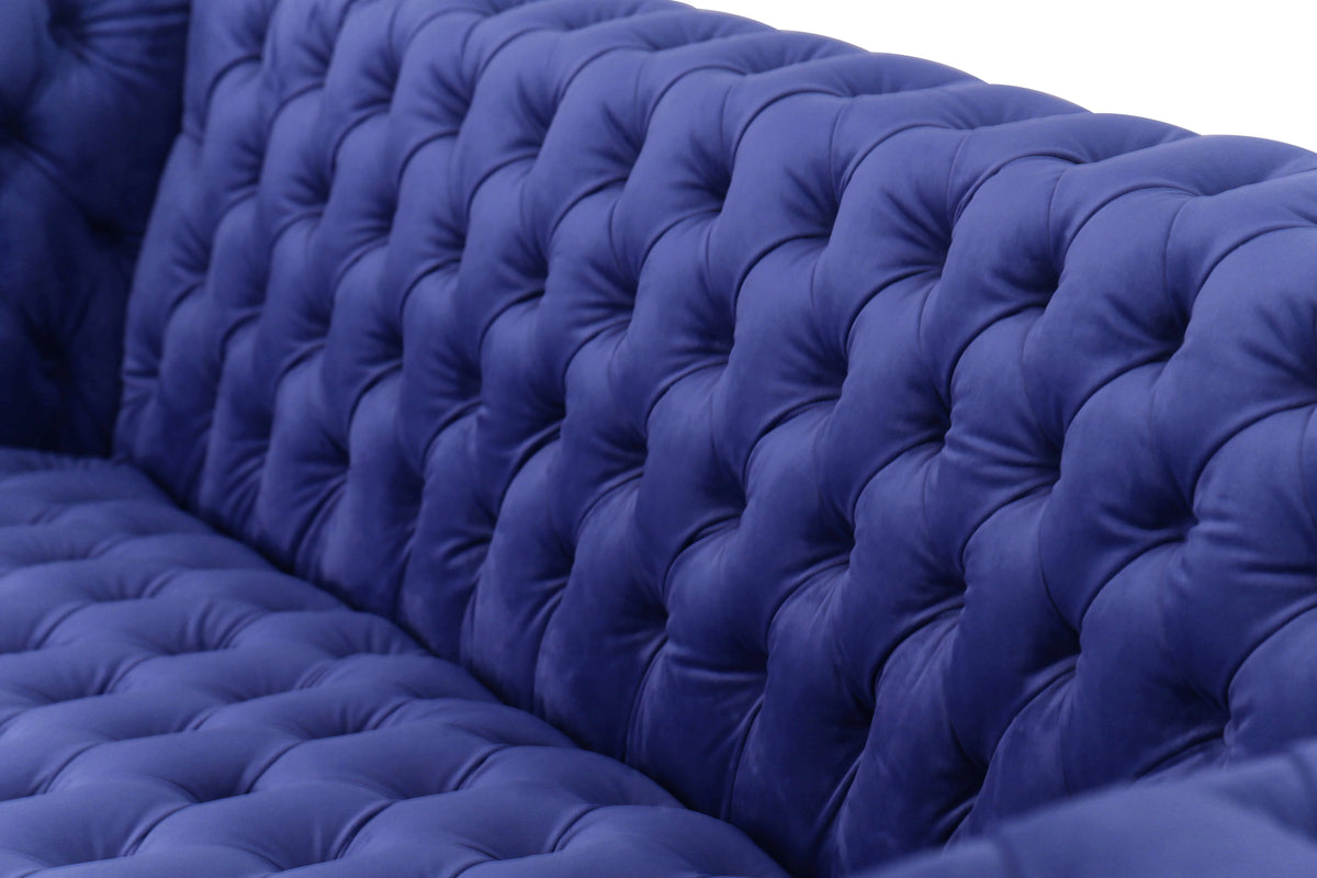 Blue Velvet Tufted Sofa F9016