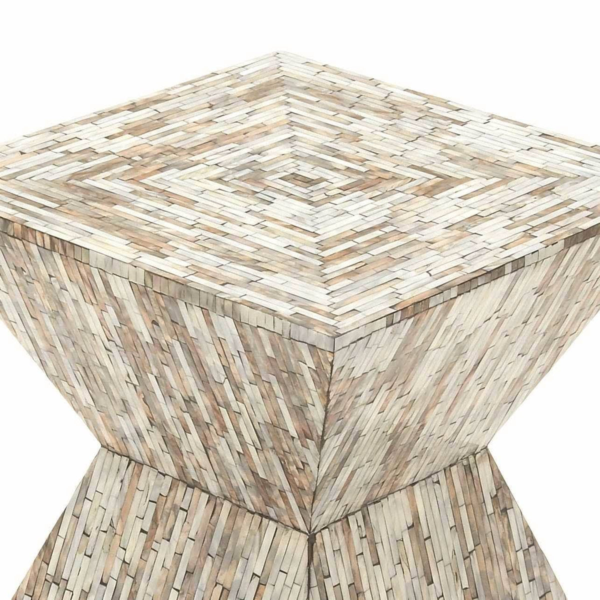 Wood Shell Inlay Accent Table E9017