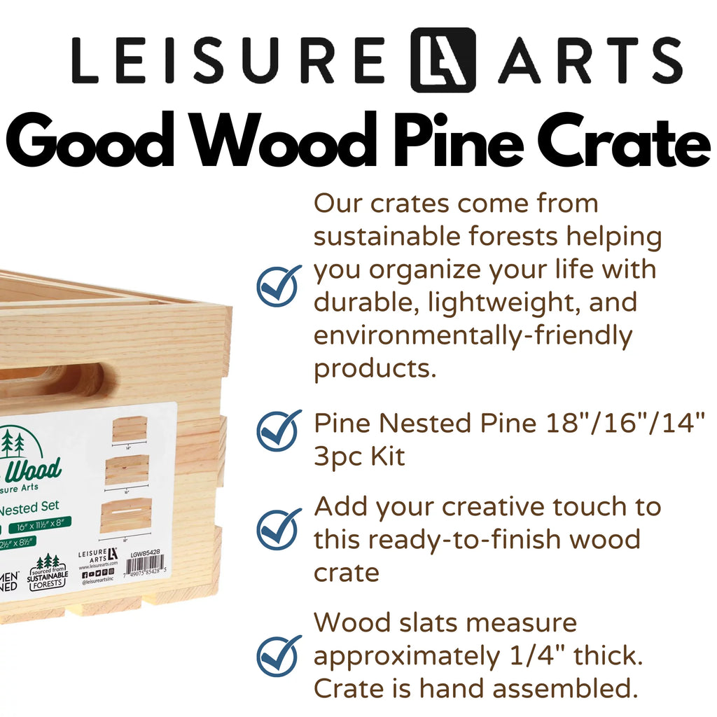 Wooden Crate 3 Piece 14" 16" 18" E254739