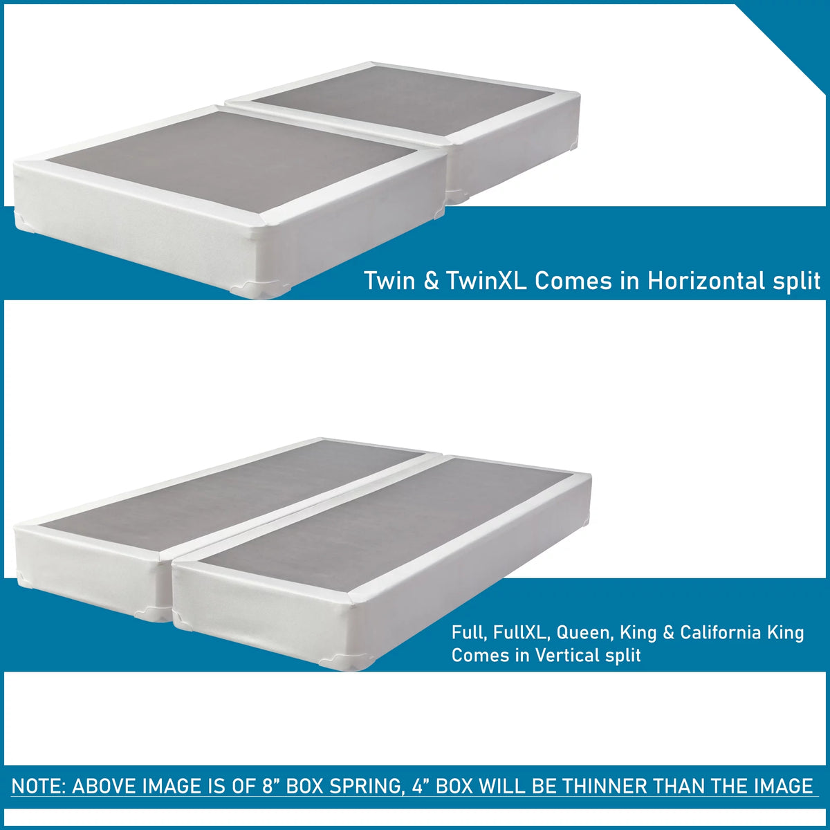 8" Split Wood Box Spring, Queen, White K796496