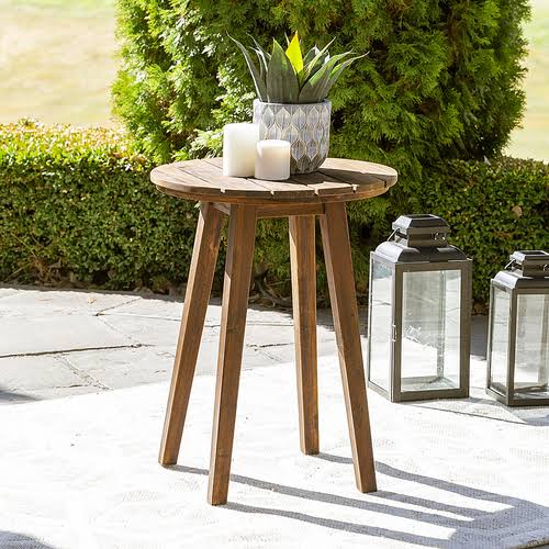 Dark Brown Acacia Wood Outdoor Side Table N428183