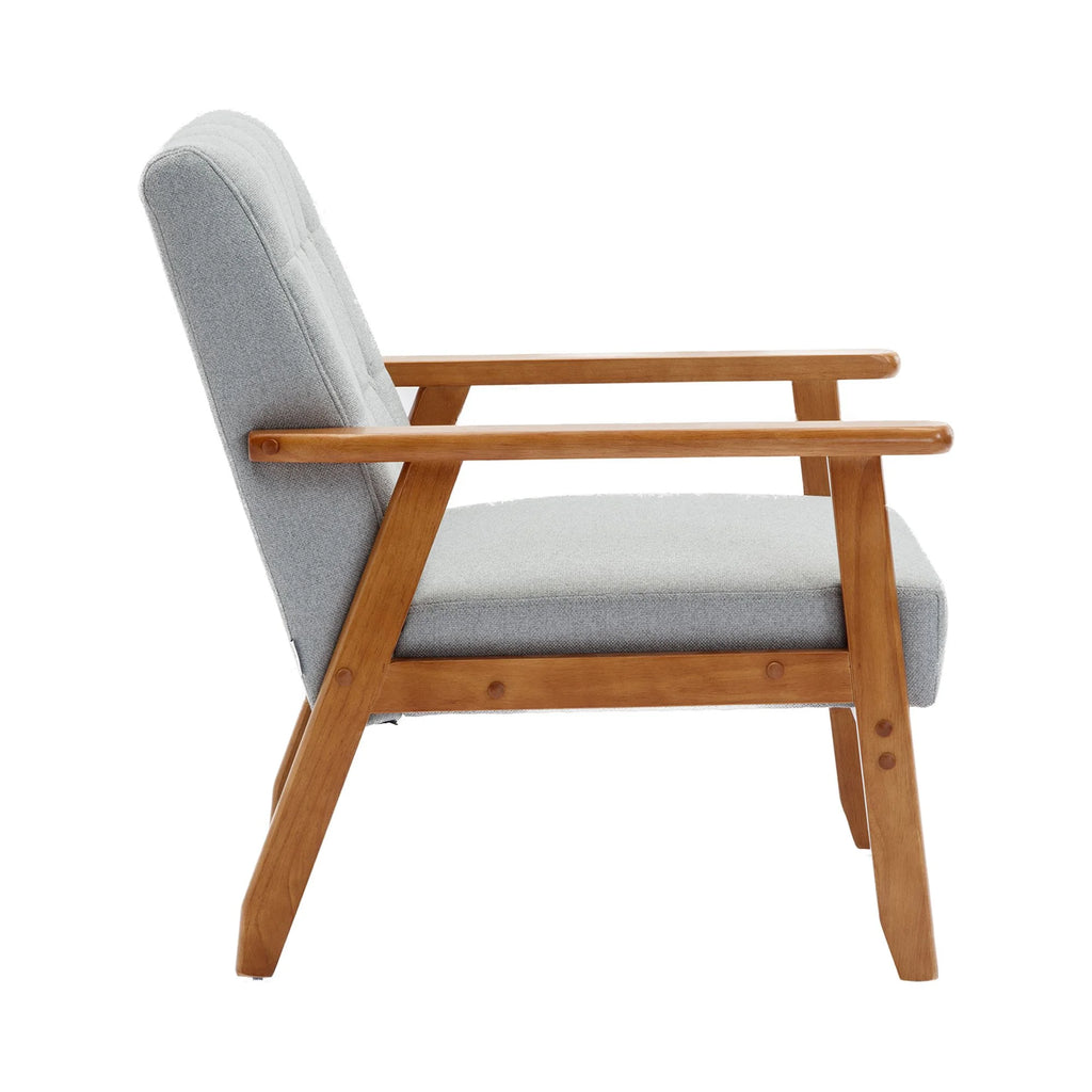 Accent Chairs Set of 2 with Side Table, Wood and Fabric Armchairs K76000