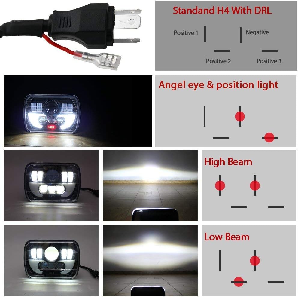 2PCS 5x7 LED Headlight Sealed Beam Hi/Lo Beam DRL M7860