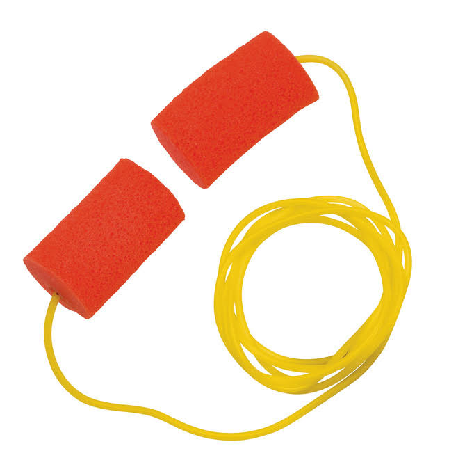 Disposable Foam Earplugs with Cord, Box of 200 F80090
